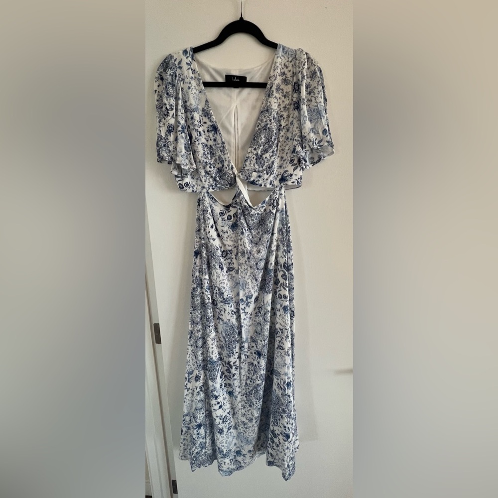 Large White & Blue Maxi Dress